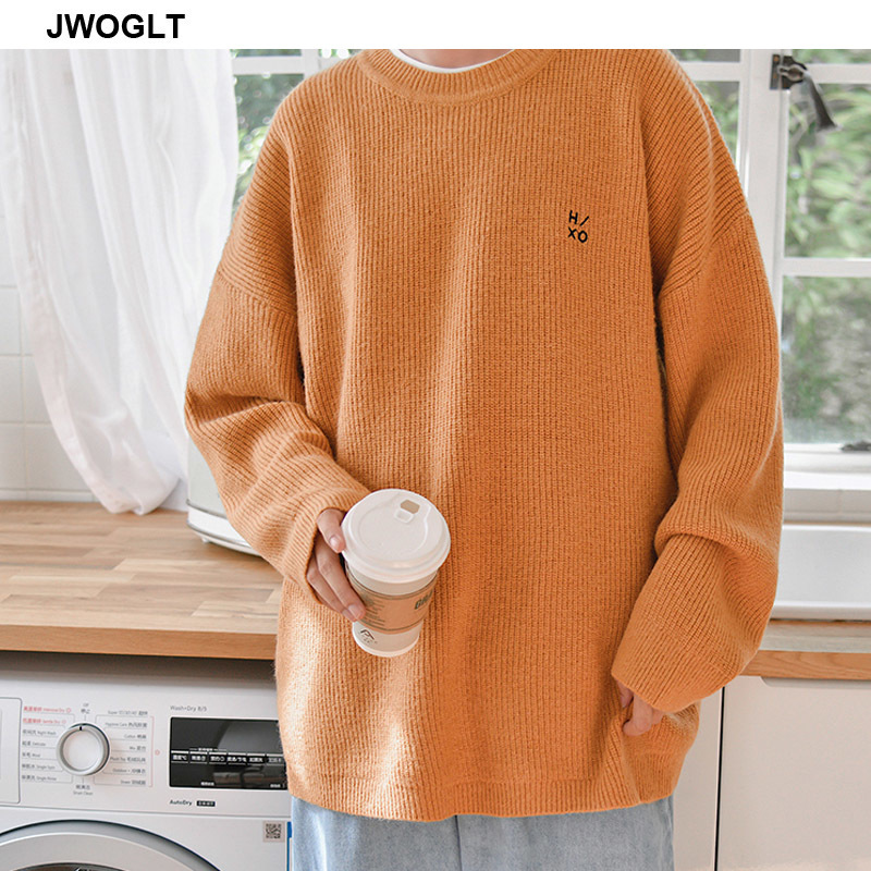 Autumn Korea Mens Pullover ONeck Mens Sweater Solid Color Long Sleeve Knit Sweaters Men Casual Pull Men Clothing 201221