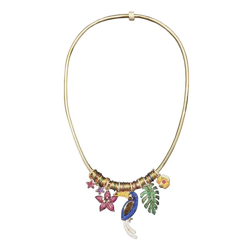 Solid 925 Sterling Silver Multicolor Tropical Jungle Necklace with Flower Leaf Toucan Pendant for Women Jewelry
Solid 925 Sterling Silver Multicolor Tropical Jungle Necklace with Flower Leaf Toucan Pendant for Women Jewelry