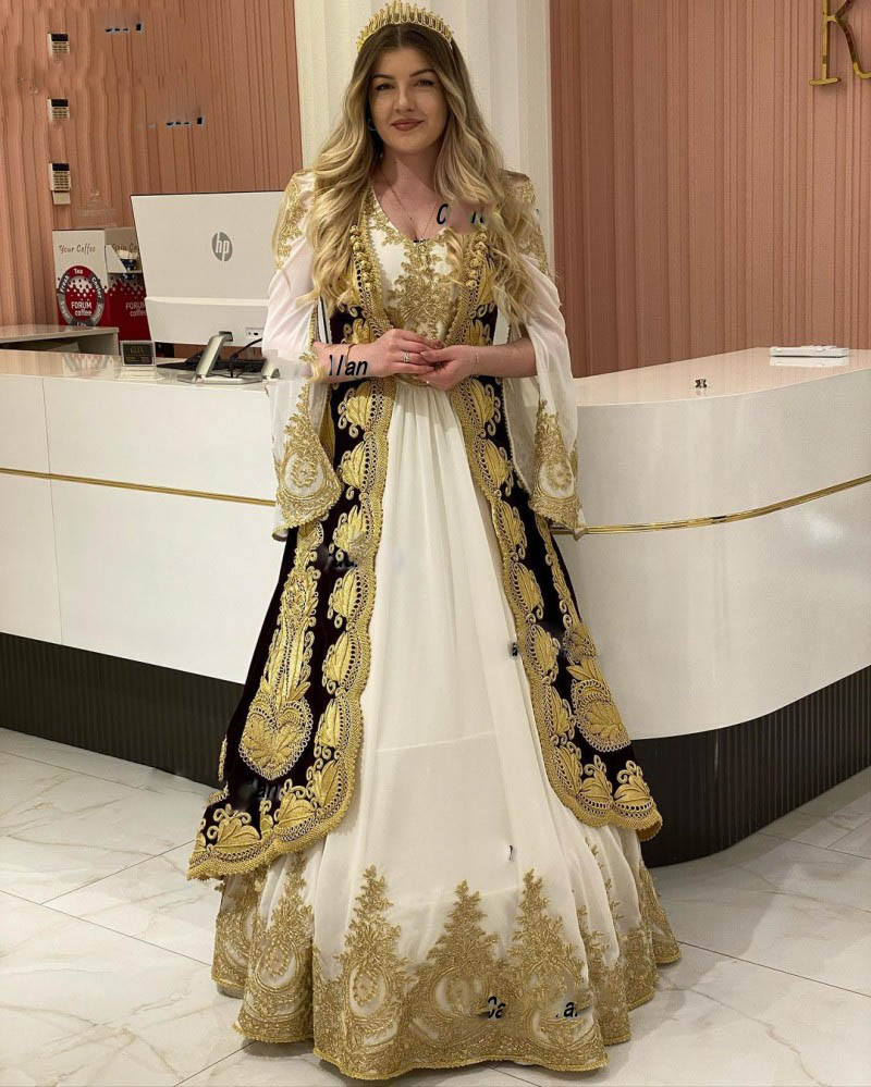 Traditional Albanian Evening Dresses With Coat Velvet Long Sleeve Lace Kosovo Prom Gowns Party Wear abendkleider