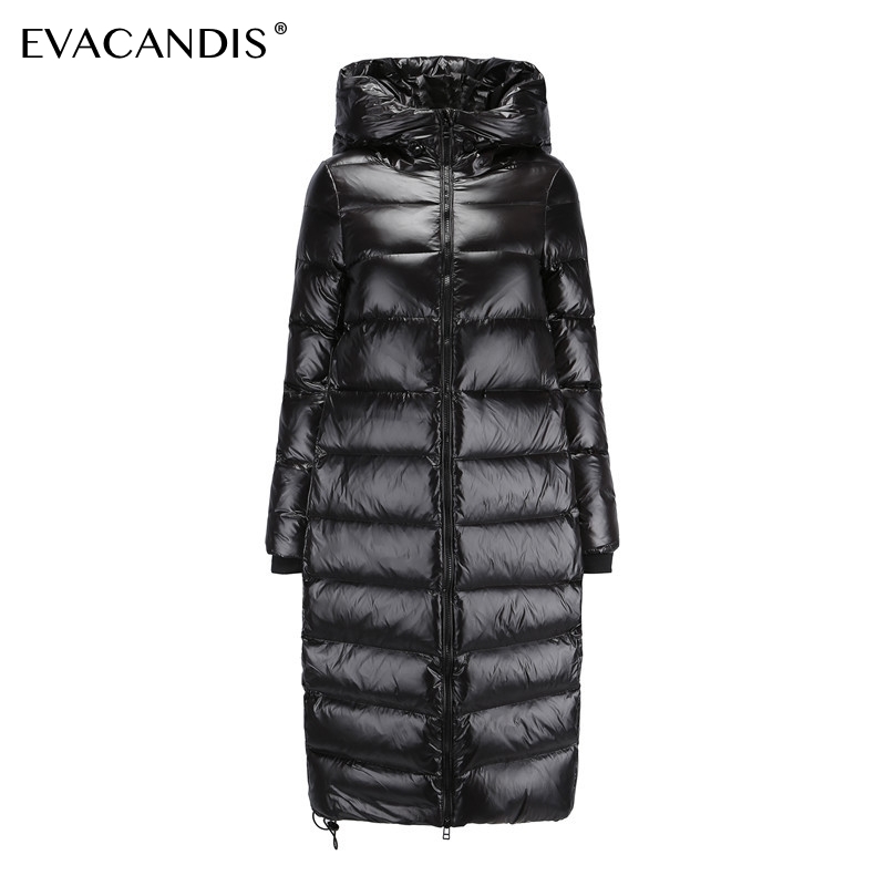 Long Black Down Coat Women Thick Hooded Winter Zipper Plus Size Windproof Snow Outwear 90% White Duck Down Warm Jacket Overcoat T200107