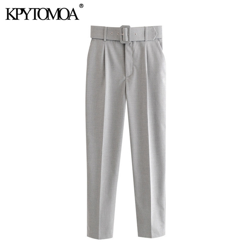 KPYTOMOA Women Chic Fashion Office Wear With Belt Pants Vintage High Waist Pockets Female Ankle Trousers Pantalones Mujer 201118, As picture
KPYTOMOA Women Chic Fashion Office Wear With Belt Pants Vintage High Waist Pockets Female Ankle Trousers Pantalones Mujer 201118, As picture