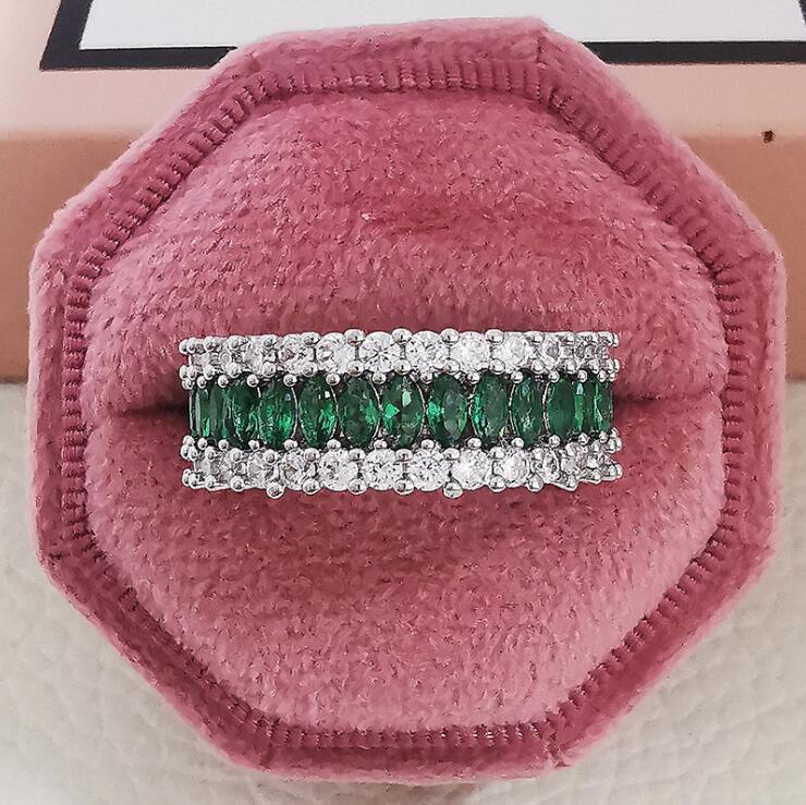 2022 Choucong Brand Wedding Rings Handmade Luxury Jewelry 925 Sterling Silver Marquise Cut Emerald CZ Diamond Gemstones Eternity Party Women Band Ring