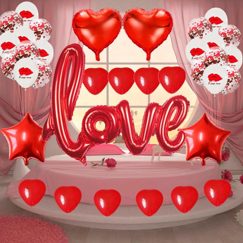 Red Love Letter Foil Balloons Heart Balloon for Engagement Wedding Decoration Valentines Day Party Decor