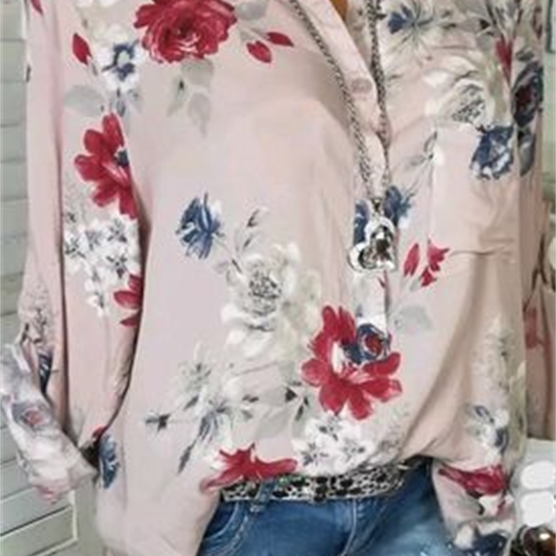 5XL Plus Size Summer Tops Women Blouses Long Sleeve Print Stand Collar Button Blouse Pullover Women's Clothing Shirt Blusa 201028