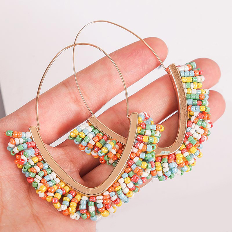 Fashion Bohemian Earring Ethnic Handmade Beaded Tassel Drop Earrings For Women Trendy Gold Metal V Shape Big Statement Earring
Fashion Bohemian Earring Ethnic Handmade Beaded Tassel Drop Earrings For Women Trendy Gold Metal V Shape Big Statement Earring