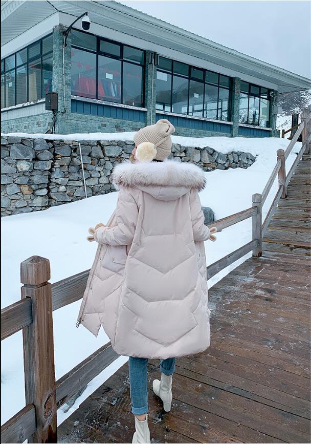 Winter coat ins super fire winter wear big hair collar down cotton-padded jacket women's long style versatile 201128