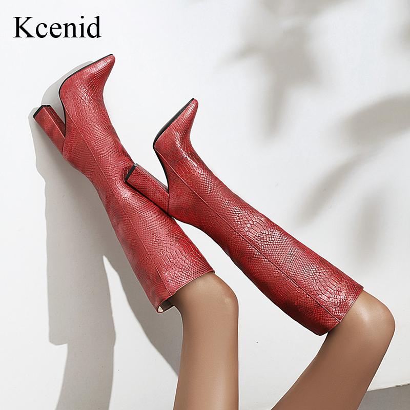Kcenid Winter boots women thick high heels knee high boots pointed toe ladies shoes western female shoes plus size 34-43, Red
Kcenid Winter boots women thick high heels knee high boots pointed toe ladies shoes western female shoes plus size 34-43, Red