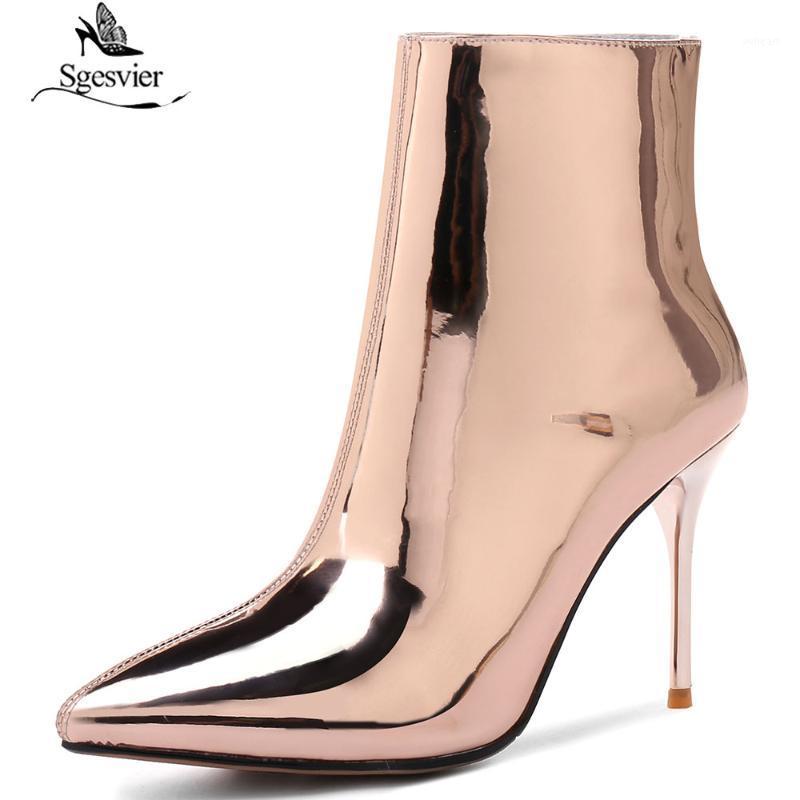 Sgesvier Silver Patent Leather Ankle Boots High Heels Boots Women Winter Shoes Female Pointed Toe Botas Woman Winter B9691, Gold
Sgesvier Silver Patent Leather Ankle Boots High Heels Boots Women Winter Shoes Female Pointed Toe Botas Woman Winter B9691, Gold