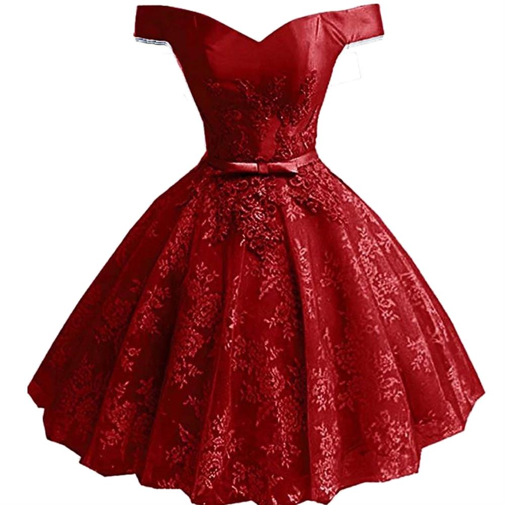 2020 Lace Appliques Off Shoulder Short Prom Homecoming Dresses Plus Size Beaded Crystals Graduation Gown Cocktail Party Gown QC1524