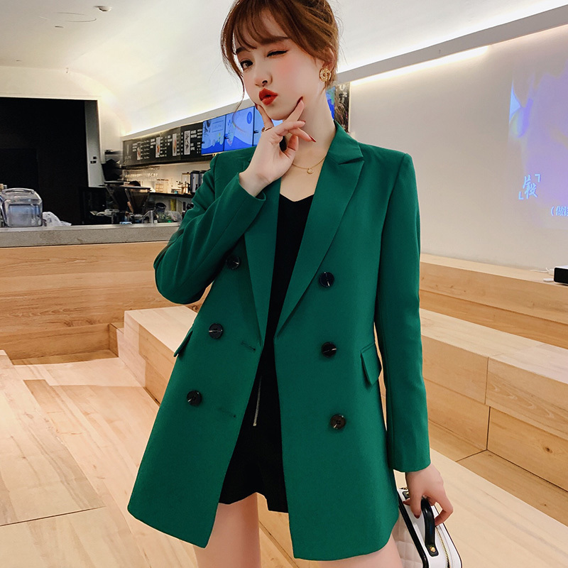 PEONFLY Black green Women Blazers And Jackets New Spring Autumn Fashion Blazer Femenino Ladies Blazer Female 201201