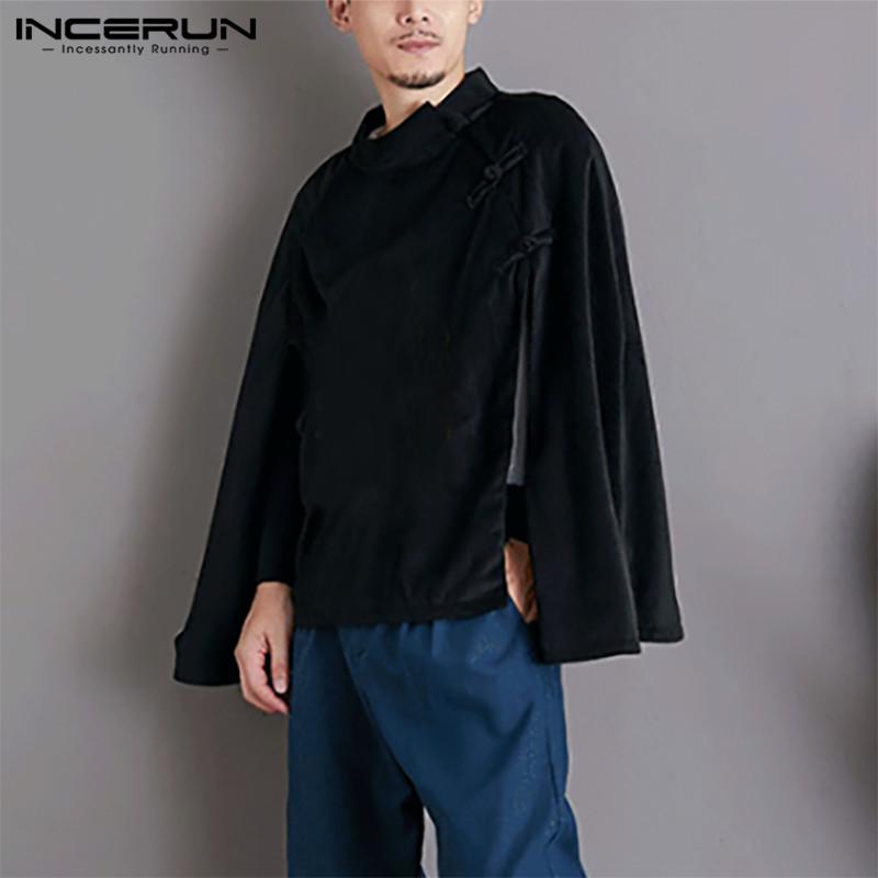 INCERUN Men Shirts Cloak Solid Stand Collar Capes Vintage Chinese Style Buttons Poncho Blouse Loose Irregular Chemise Plus Size, Black
INCERUN Men Shirts Cloak Solid Stand Collar Capes Vintage Chinese Style Buttons Poncho Blouse Loose Irregular Chemise Plus Size, Black