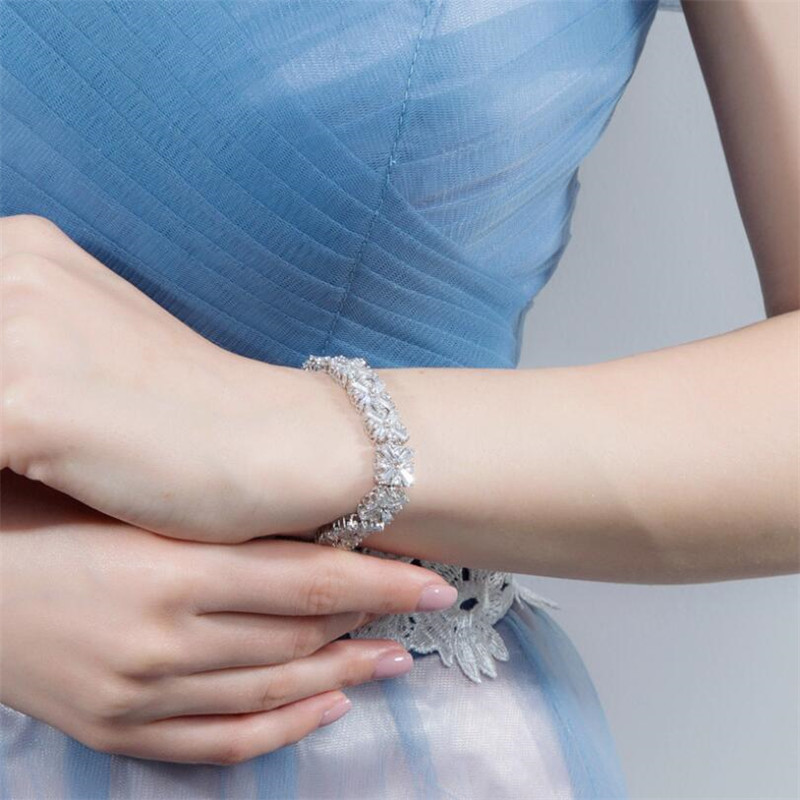 Mona Lisa Bangle: White&Rose Gold Fill, Princess Cut White Clear Topaz CZ Dia Bracelet Jewelry