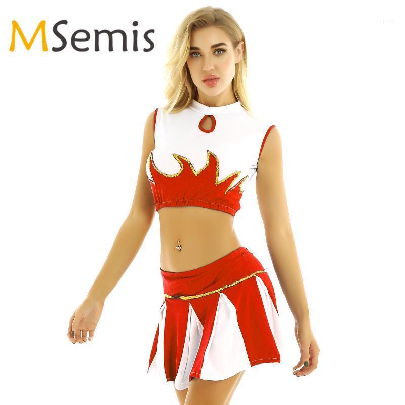 Women's Cheerleader Costumes Outfit Mock Neck Sleeveless Cheerleading Crop Top with Pleated Skirt Cheerleading Sports Uniforms1
Women's Cheerleader Costumes Outfit Mock Neck Sleeveless Cheerleading Crop Top with Pleated Skirt Cheerleading Sports Uniforms1