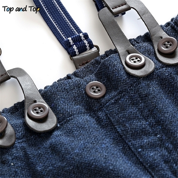 Top and Top Toddler Suit Baby Boy Clothes Newborn Boy Clothes Set Infant Clothing Gentleman Suit Shirt+Suspender Trousers Y1105