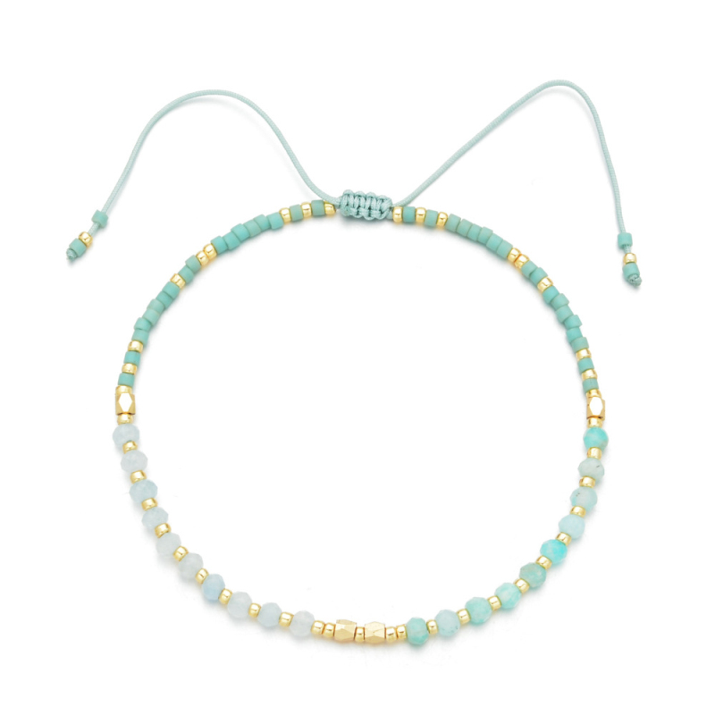 Colorful Glass Beads Strands Crystal Bracelet Rainbow Color Summer Beach Jewelry for Women Gift