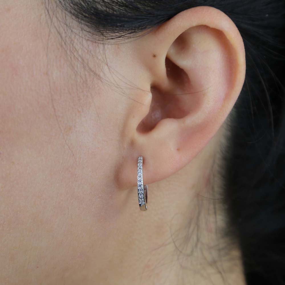 Various Sized Mini Small CZ Huggie Hoop Earring Micro Pave Cubic Zirconia 5mm 6mm 7mm 8mm 9mm 10mm 11mm 12mm 14mm Hoops Jewelry