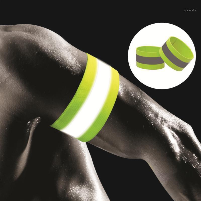 

High Visibility Double Reflective Wristband Running Bracelet Sports Band Night Cycling Jogging Safety Reflector Armband Outdoor1, Green