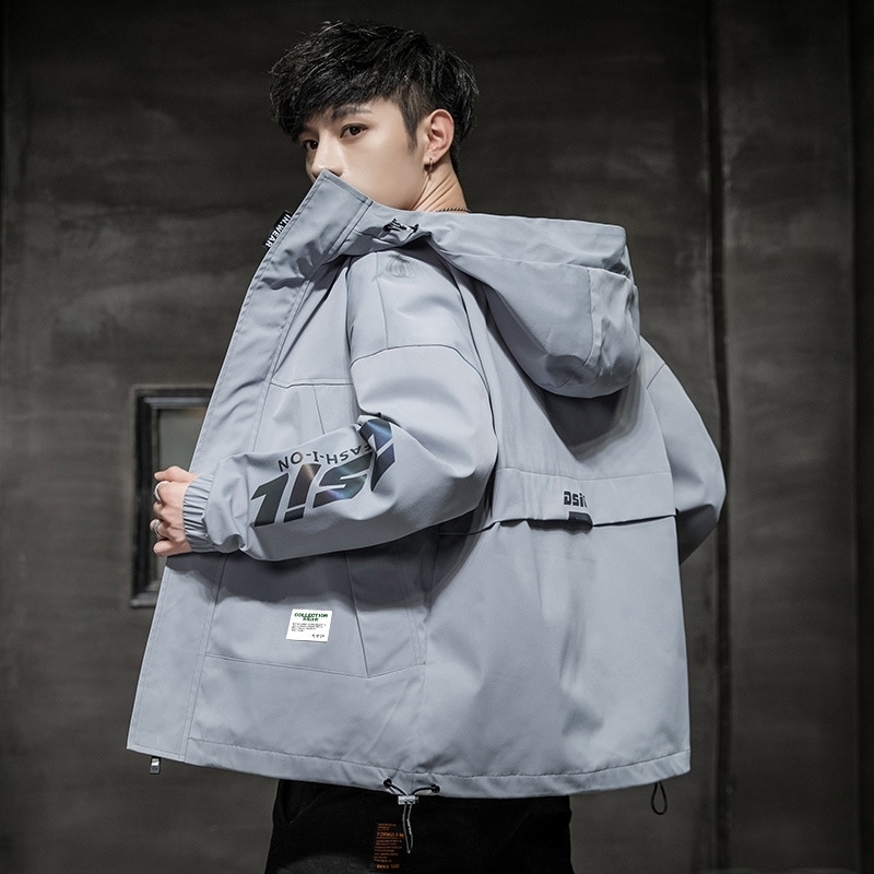 Fashion Jacket Men Casual Hooded Mens Spring Autumn Bomber Jacket Coat Reflective Color Trendy Streetwear Male Clothing 201127
