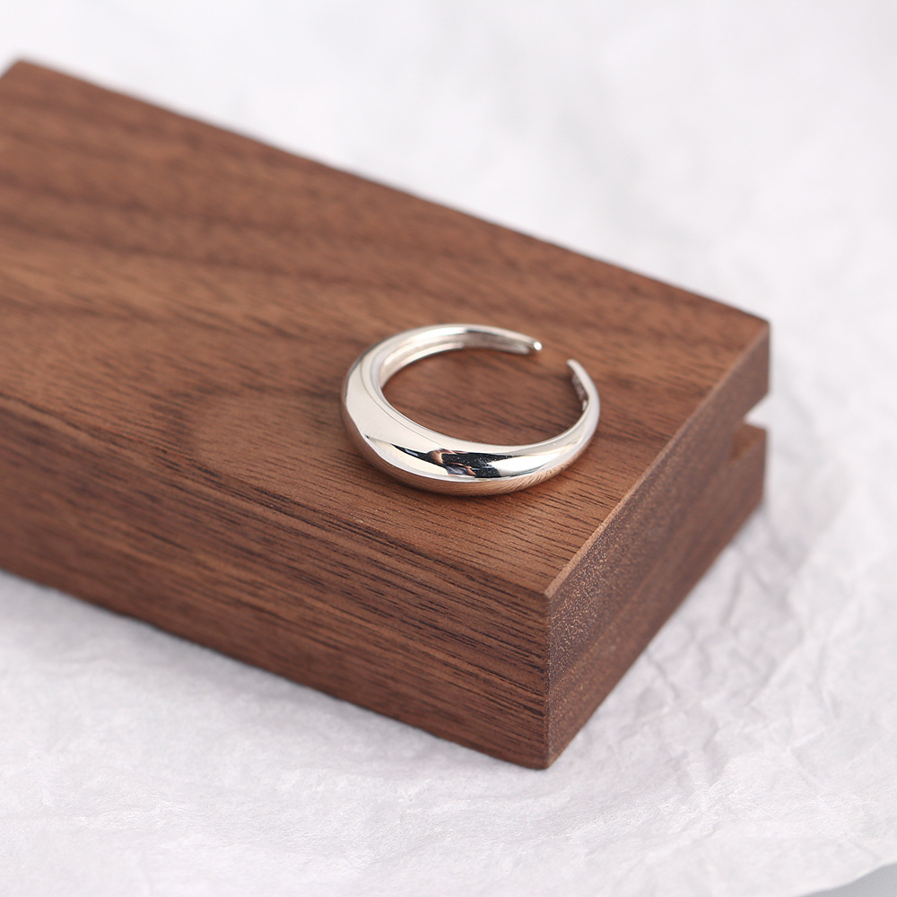 New 925 sterling silver vintage jewelry minimalism hand-made designer women's adjustable rings smooth open rings Japanese South korea style