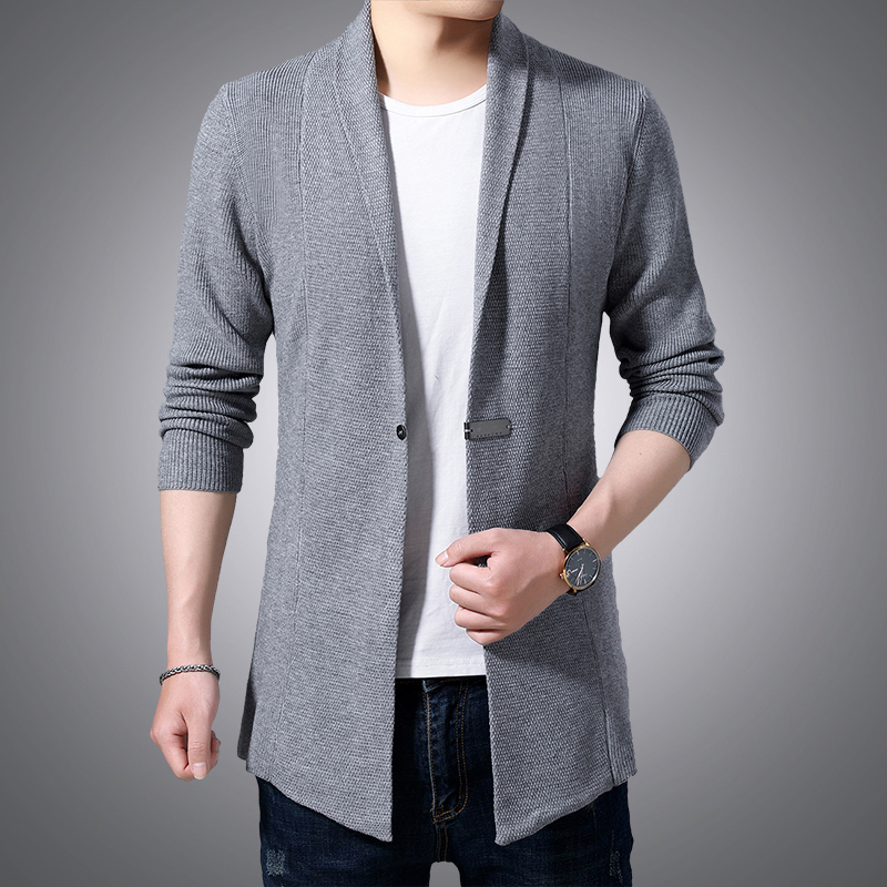 Cardigan Mens Sweaters Spring Autumn Men Casual Cardigan Jacket Man Solid Color Long Sweater Windbreaker Single Button Coats 201120