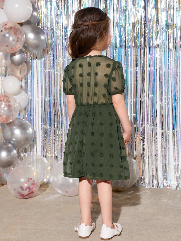 Toddler Girls Swiss Dot Puff Sleeve Dress SHE
