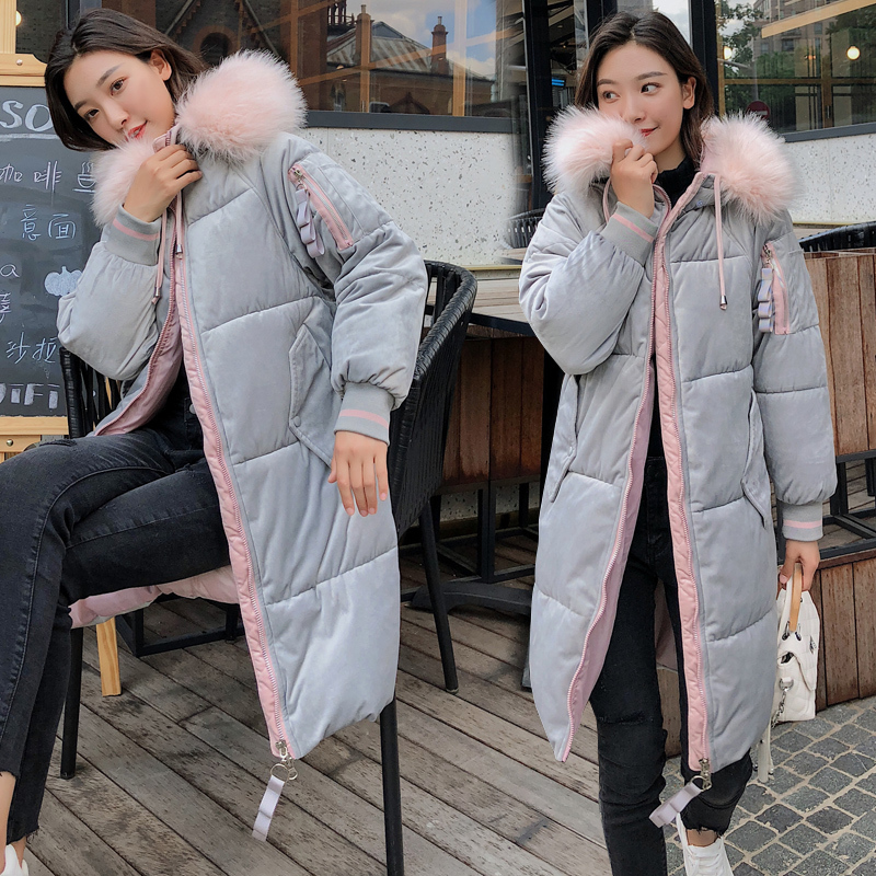 winter women's clothing new fashion long parka feminine coat velvet female winter jacket parka woman Fur collar coat 201201