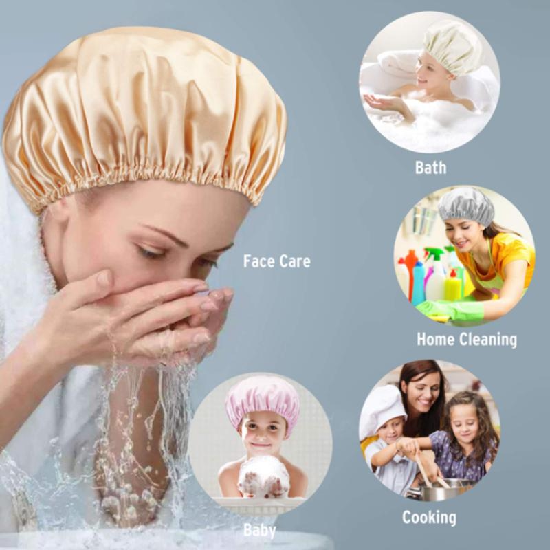 Hot Selling Reusable Waterproof Shower Cap Double-layer Hair Protection Made in High Quality EVA+ polyester Outer Layer
Hot Selling Reusable Waterproof Shower Cap Double-layer Hair Protection Made in High Quality EVA+ polyester Outer Layer