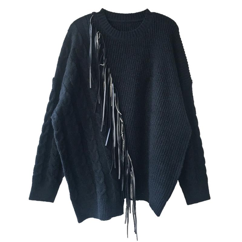 IHOBBY White Tassel Knitting Sweater Women 2020 Spring New Loose Fashion Leather Stitching Water Drill Pullover Sweaters, Black
IHOBBY White Tassel Knitting Sweater Women 2020 Spring New Loose Fashion Leather Stitching Water Drill Pullover Sweaters, Black