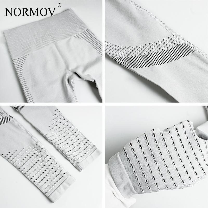 NORMOV Fitness Leggings Women Seamless High Waist Push Up Leggins Black Hollow Out Breathable Quick-drying Workout Femme Jegging 201203