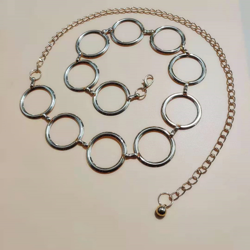 Metal Long Circle Ring Waist Chain Belt for Women Gold Silver Color Round Circle Chains Belts Fit Ladies Dress Wholesale Factory Price