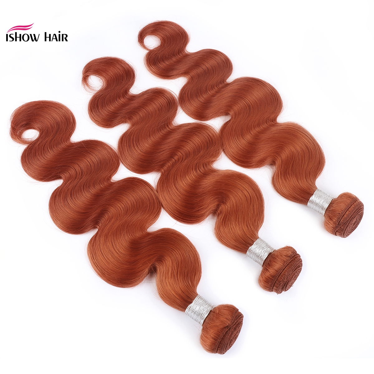 Ishow Hair Weaves Bundles Weft for Women All Ages Orange Ginger #350 Malaysian Brazilian Peruvian Virgn Human Hair Extensions 8-28inch