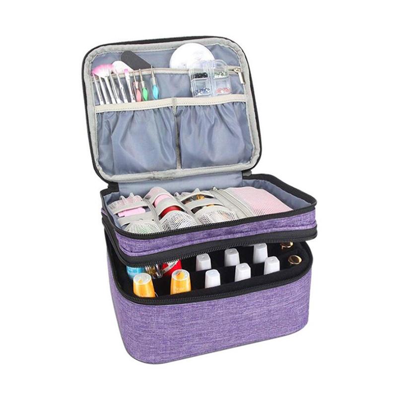 Storage Bags Double-Layer Nail Polish Organizer Bag Mask Cosmetic Holder Essential Oil Perfume Manicure Tools Handbag Carrying Box