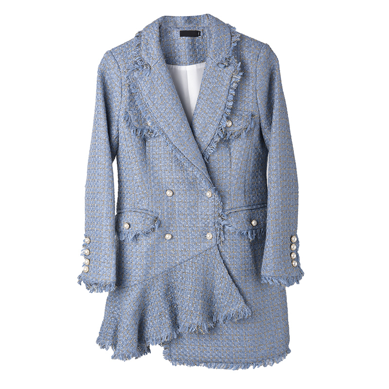 EWQ Korea Fashion Trends Slim Women Woolen Coat Spring Autumn Sweet Full Sleeve Double Breasted Tweed Coats QZ06405 201222