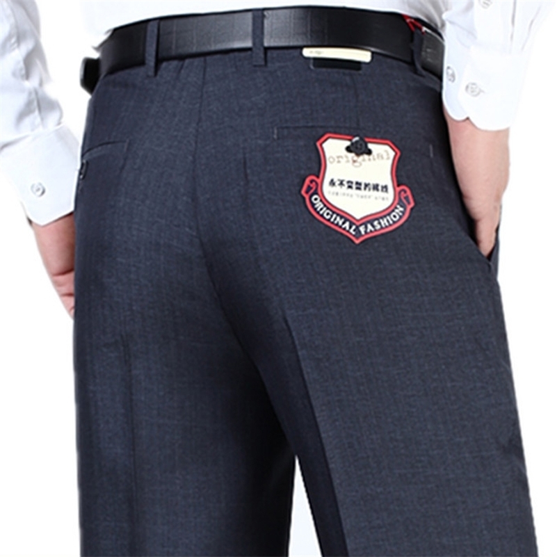 Summer Thin Mens Suits Trousers Business Casual Suit Middle-aged Youth Anti-wrinkle Silky Straight Loose Dress Pants Men Y201026