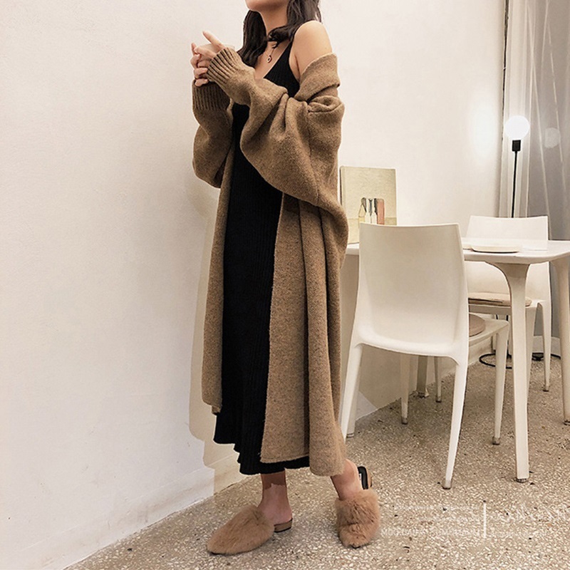 Elegant Women Sweater thick long warm Cardigan Winter Spring Coat Knitted Fashion Sweaters Cardigan 201016