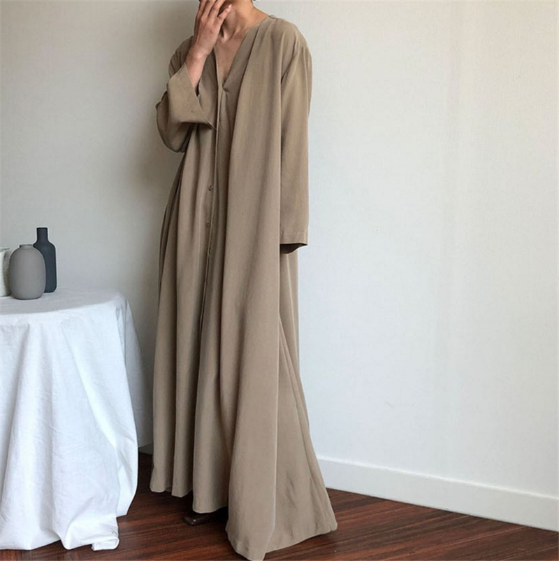 2021 New Korean Female -niche Fall with Single-v Neckline Chic Loose Corset Dressed Lazy Normcore Style Dress Long Black 9SDW, Beige
2021 New Korean Female -niche Fall with Single-v Neckline Chic Loose Corset Dressed Lazy Normcore Style Dress Long Black 9SDW, Beige