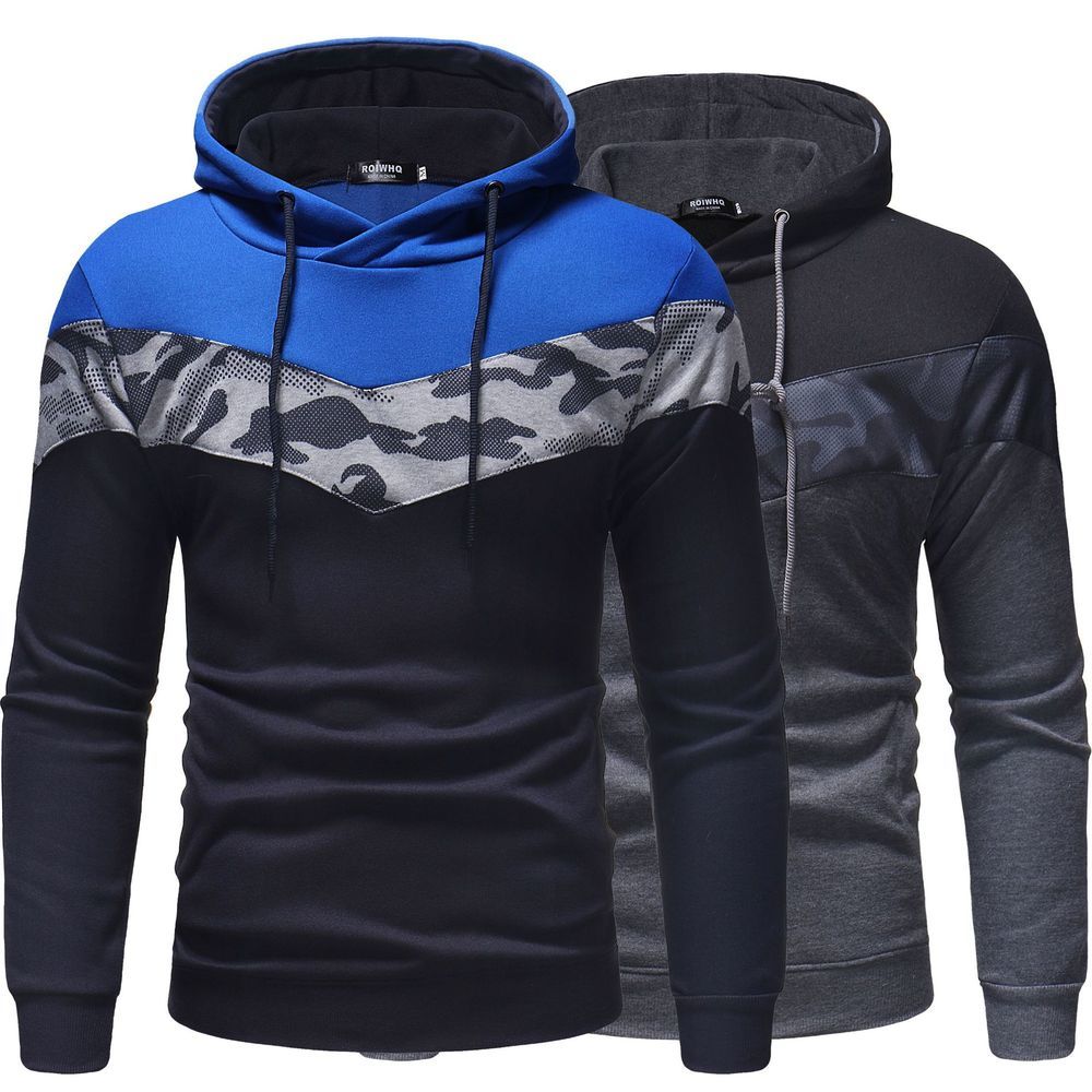 Wholesale European and American contrast camouflage color loose men's hoodie jacket, Black
Wholesale European and American contrast camouflage color loose men's hoodie jacket, Black