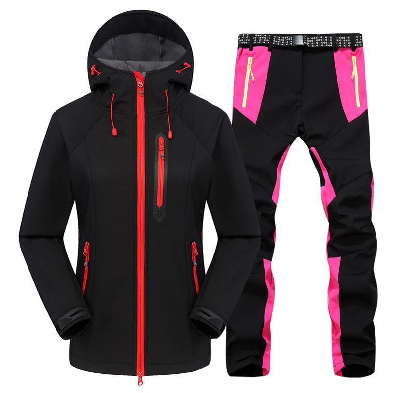 Hiking Suit Women Winter Thermal Fleece Jacket Outdoor Sports Hooded Coat Windproof Waterproof Softshell Jacket And Pants Set, Black jackets
Hiking Suit Women Winter Thermal Fleece Jacket Outdoor Sports Hooded Coat Windproof Waterproof Softshell Jacket And Pants Set, Black jackets