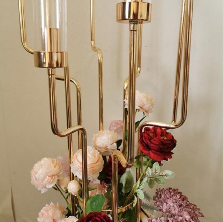 Metal Candelabra Candle Holders Acrylic Wedding Table Centerpieces Flower Stand Holder Candelabrum walkway pillar stand backdrop senyu0475 XJ260305