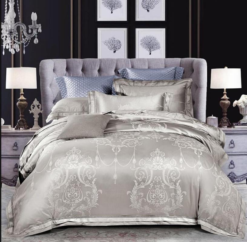 Silver gray Jacquard Duvet cover Bed sheet Pillowcases Queen King Size 4/6pcs Satin Bed set Silk cotton Bedding Set Home Textile
Silver gray Jacquard Duvet cover Bed sheet Pillowcases Queen King Size 4/6pcs Satin Bed set Silk cotton Bedding Set Home Textile