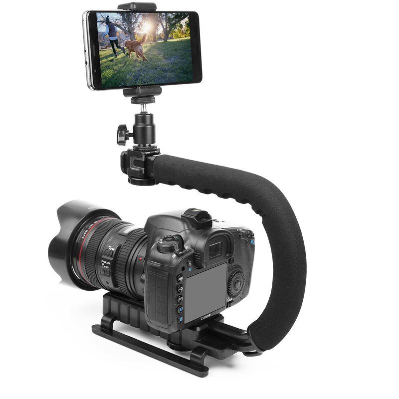 C Type Monopod Handheld Camera Stabilizer Holder Grip Flash Bracket Mount Adapter Three Hot Shoe For Dslr Slr