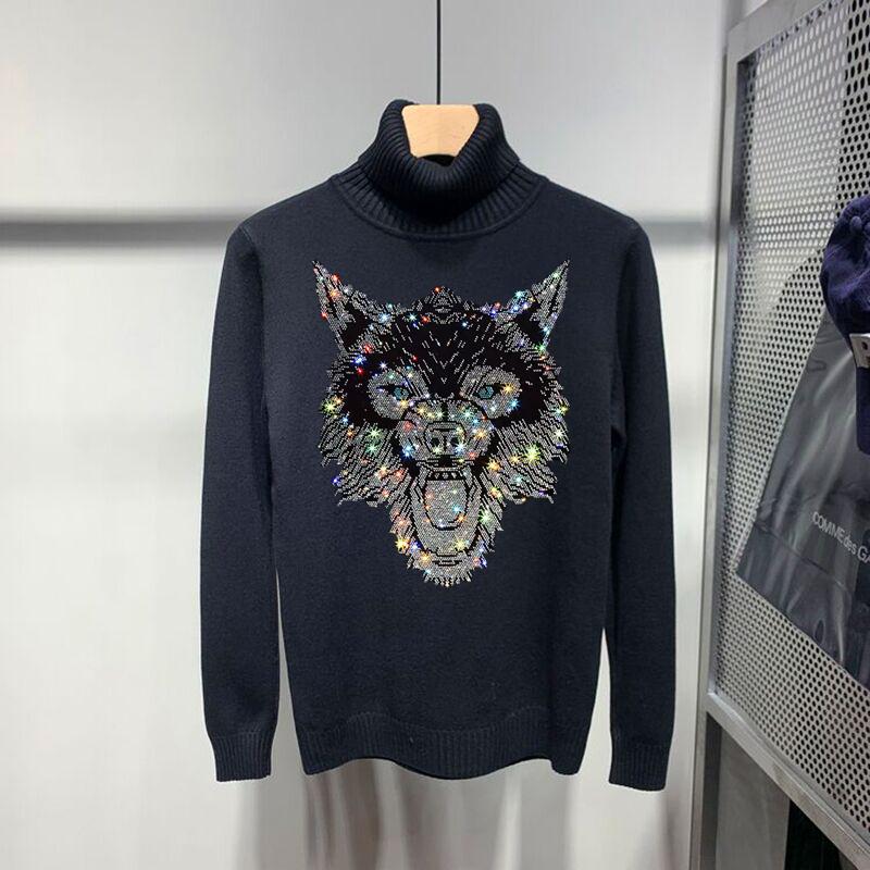 Rhinestone Three-Dimensional 3D Pattern Material Comfortable Pullover Winter Loose Cashmere Men Turtleneck Sweater, As shown asian size
Rhinestone Three-Dimensional 3D Pattern Material Comfortable Pullover Winter Loose Cashmere Men Turtleneck Sweater, As shown asian size