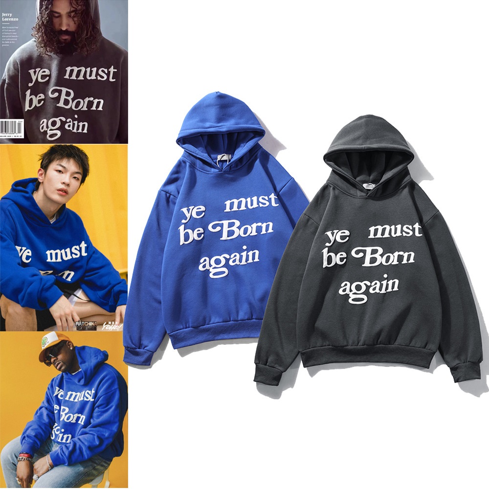 Men Hoodie CPFM YE MUST BE BORN AGAIN Letter Printed High Street Hip Hop Hoodies 2 Color Hooded Sweatshirt Cheap Hoodie