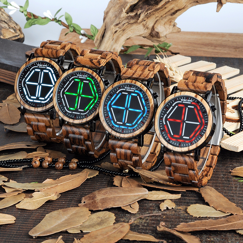 BOBO BIRD LED Display Watch Men relogio masculino Night Vision Digital Mens Watches reloj hombre V-P13 CJ191213