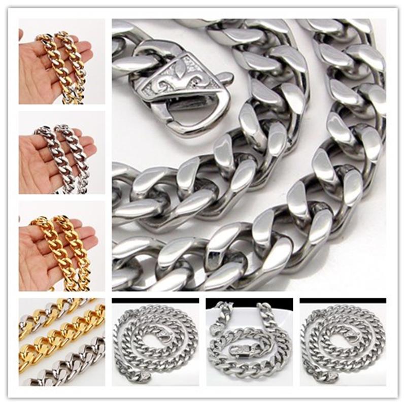 7-40" 13mm High Quality Male Jewelry 316L Stainless Steel Silver Gold Color Curb Cuban Chain Men's Boys Necklace&Bracelet Bangle
7-40" 13mm High Quality Male Jewelry 316L Stainless Steel Silver Gold Color Curb Cuban Chain Men's Boys Necklace&Bracelet Bangle