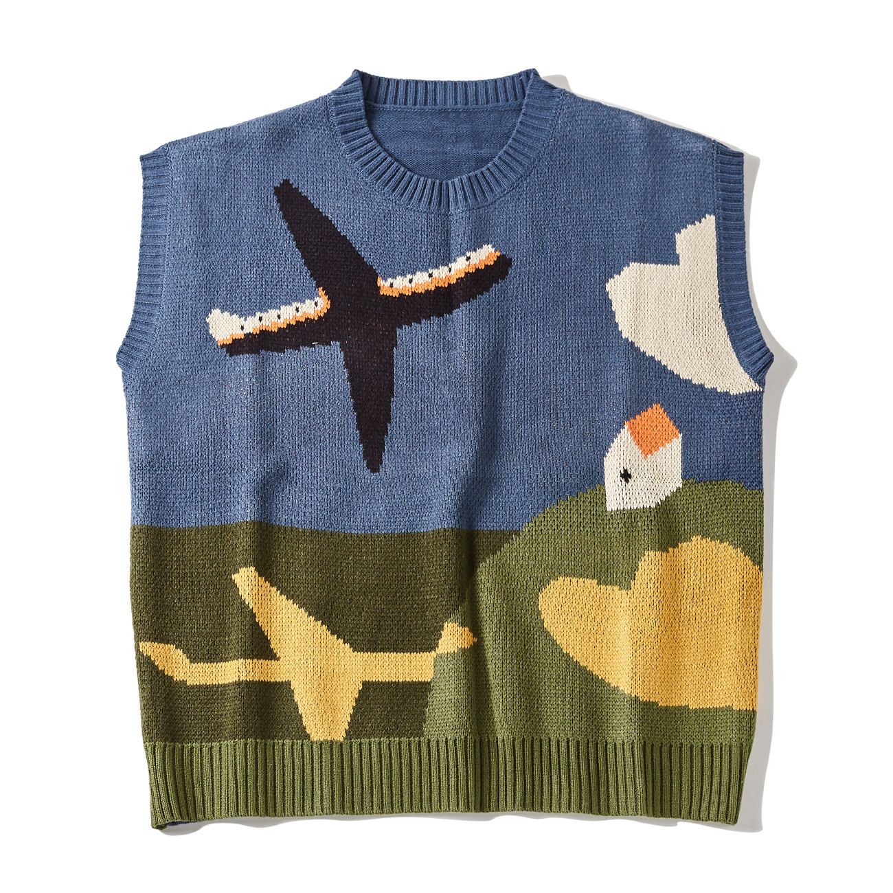 2021 New Harajuku Oversize Vest Men Plane Print Knitted Hip Hop Streetwear Retro Autumn Winter Sweater Pullover Nxls, Light blue
2021 New Harajuku Oversize Vest Men Plane Print Knitted Hip Hop Streetwear Retro Autumn Winter Sweater Pullover Nxls, Light blue