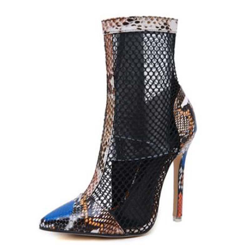 2020 New Fashion Women Mesh Boots PU Color Snake Boots Thin High Heel Ankel Sexy Sandals Spring Autumn Women Shoes, Black
2020 New Fashion Women Mesh Boots PU Color Snake Boots Thin High Heel Ankel Sexy Sandals Spring Autumn Women Shoes, Black