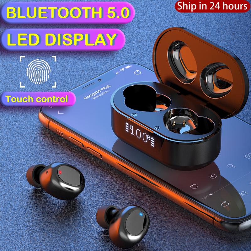 TWS Wireless Headphones Bluetooth V5.0 Earphones Sports Earbuds Headsets HIFI Stereo With LED Display Noise Cancel Touch Control, Black
TWS Wireless Headphones Bluetooth V5.0 Earphones Sports Earbuds Headsets HIFI Stereo With LED Display Noise Cancel Touch Control, Black