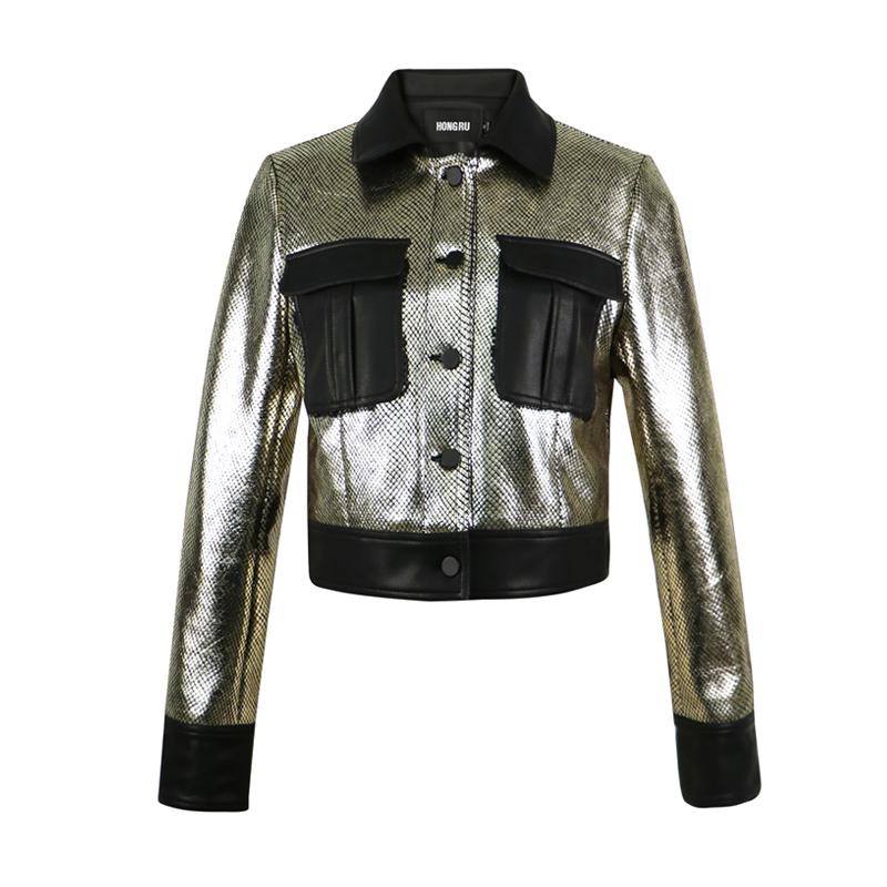 2020 Spring Faux Gloden Leather Jacket Women Streets Locomotive PU Leather Short Slim-Leather Pockets Biker Coat, Gold
2020 Spring Faux Gloden Leather Jacket Women Streets Locomotive PU Leather Short Slim-Leather Pockets Biker Coat, Gold