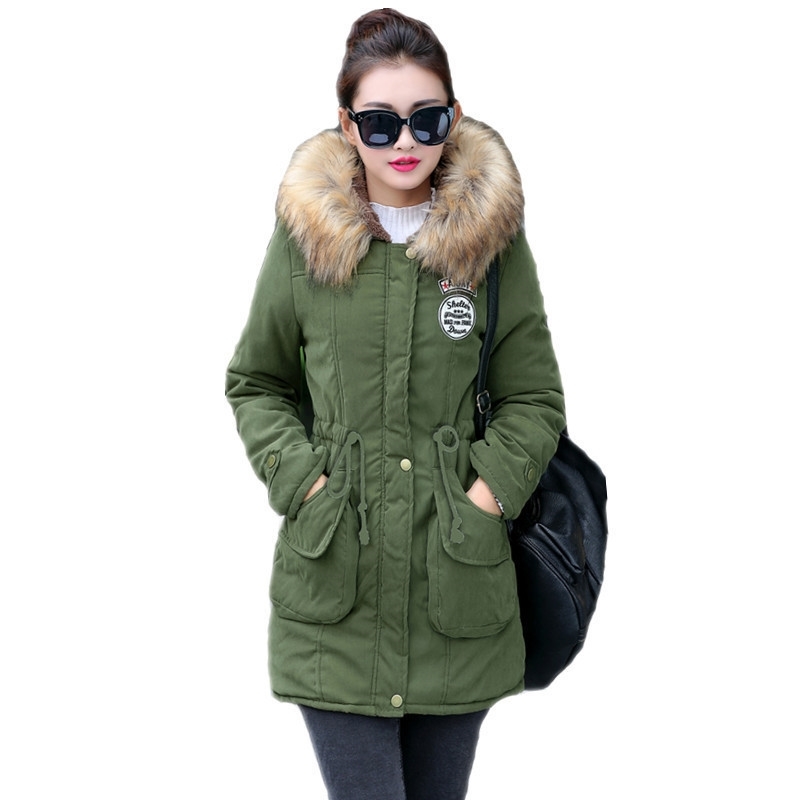 Winter Womens Jacket Coat Thick Cotton Warm Fur collar with Waist rope Jacket Womens Outwear Parkas Plus Size Fur Coat 201019